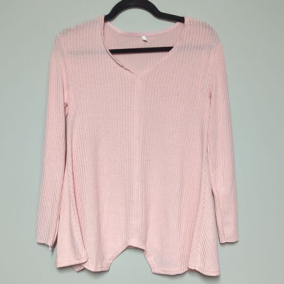 NWOT Pink Ribbed Long Sleeve Shirt - Picture 1 of 5